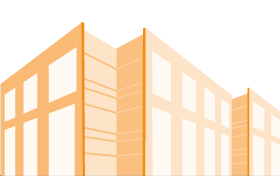 Orange illustration of an office building