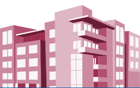 purple illustration of an apartment building